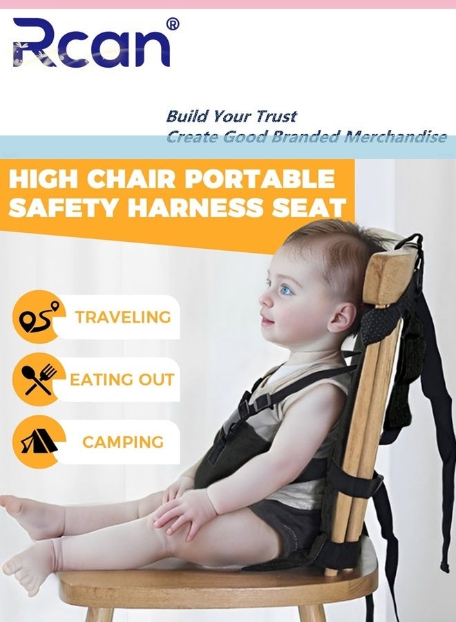 Rcan Portable Baby Cloth High Chair Harness with Straps, Universal Washable Baby Travel Harness Seat with Adjustable Straps Travel Gear for Indoor and Outdoor - Image 2