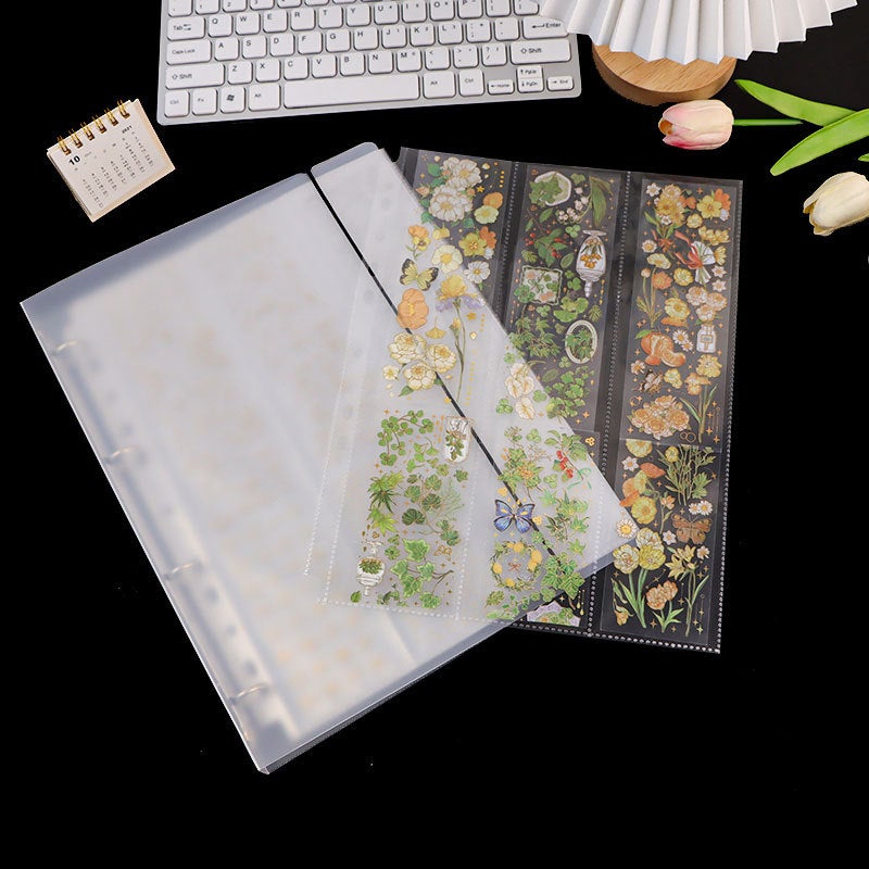 A4 Card Book Ins Style Transparent Loose-Leaf Album 11-Hole 8-Wire Inner Page Star-Catching Long Hand Frame Storage Vertical Three-Grid Pp Card Page - Image 3