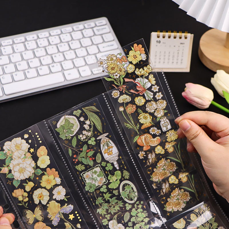 A4 Card Book Ins Style Transparent Loose-Leaf Album 11-Hole 8-Wire Inner Page Star-Catching Long Hand Frame Storage Vertical Three-Grid Pp Card Page - Image 5