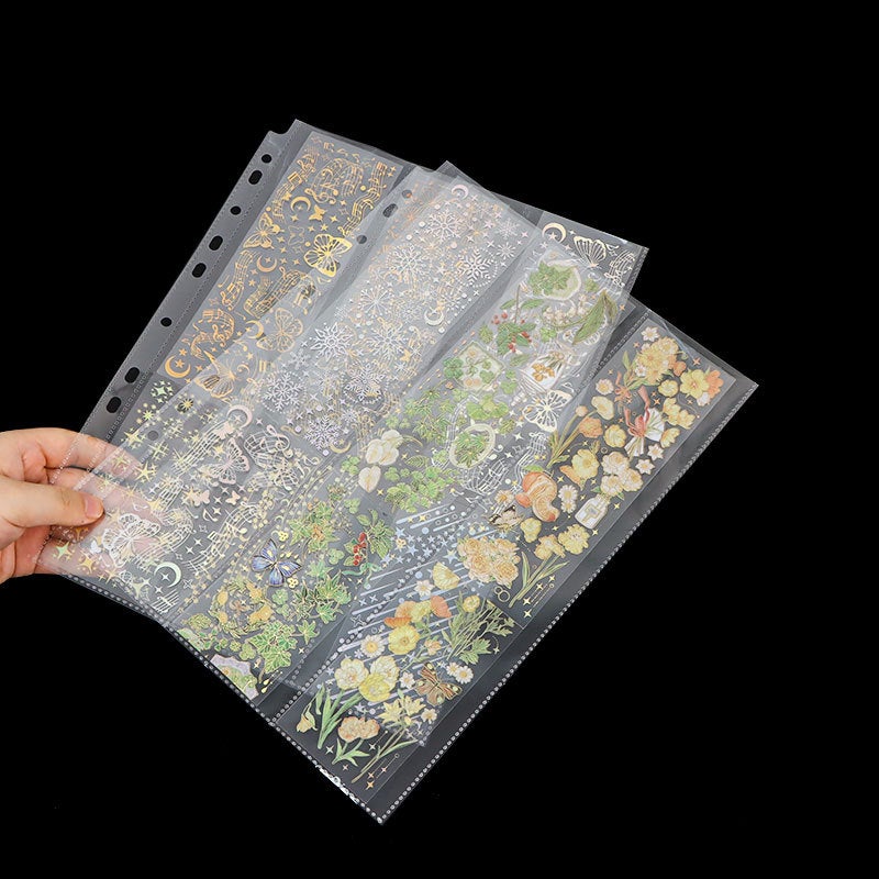 A4 Card Book Ins Style Transparent Loose-Leaf Album 11-Hole 8-Wire Inner Page Star-Catching Long Hand Frame Storage Vertical Three-Grid Pp Card Page - Image 4