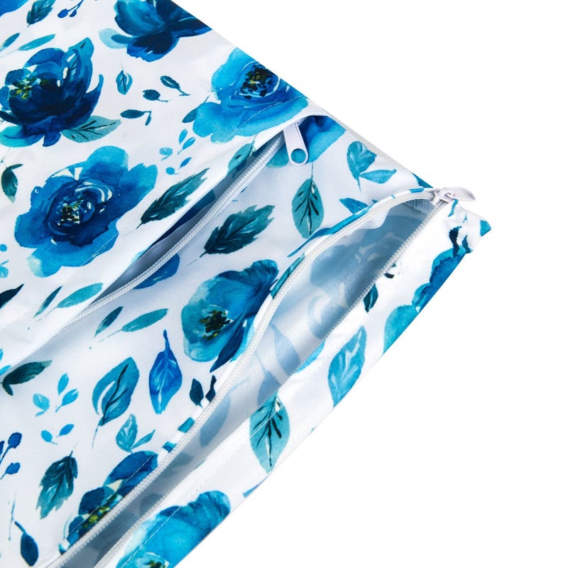 ALVABABY 2pcs Cloth Diaper Wet Dry Bags Waterproof Reusable with Two Zippered Pockets Travel Beach Pool Daycare Soiled Baby Items Yoga Gym Bag for Swimsuits or Wet Clothes L41104 - Image 2