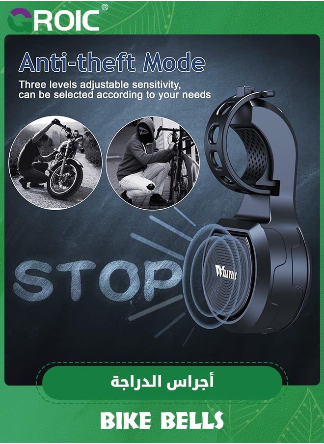 GROIC - Electric Bike Horn Bicycle Bell Adjustable 80-130 DB, Adjustable, USB Rechargeable Whistle Waterproof Bicycle Accessories for Adults Kids Mountain Bike Bells Whistle - Image 1