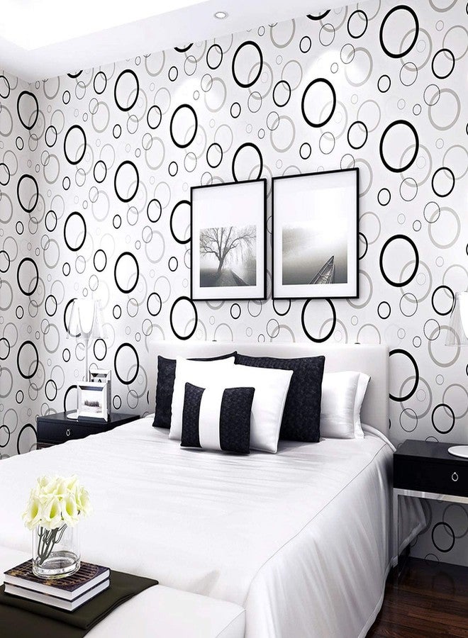 wolpin Wall Stickers DIY Wallpaper (45 x 500 cm) Circles Pattern Office, Living Room Modern Decoration Self Adhesive Decals, White 24.27 sq ft - Image 1
