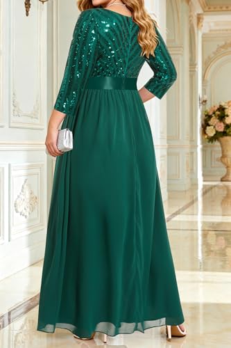 Talisea Emerald Green Plus Size Formal Dresses Sequin Long Sleeve Wedding Guest Evening Prom Gowns Elegant Holiday Party - Image 2
