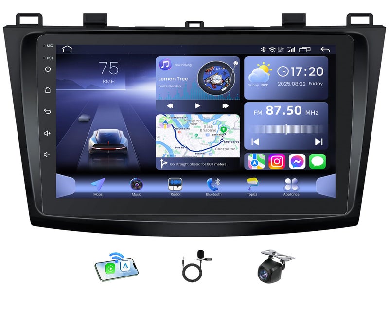 Jerqry Android 13 Car Stereo for Mazda 3 2010–2013 – 9 Inch 1280×800 HD Touchscreen Head Unit with Wireless CarPlay & Android Auto, GPS, WiFi, Bluetooth, FM, Backup Camera, Fit Bose System, Online OTA Upgrad - Image 1