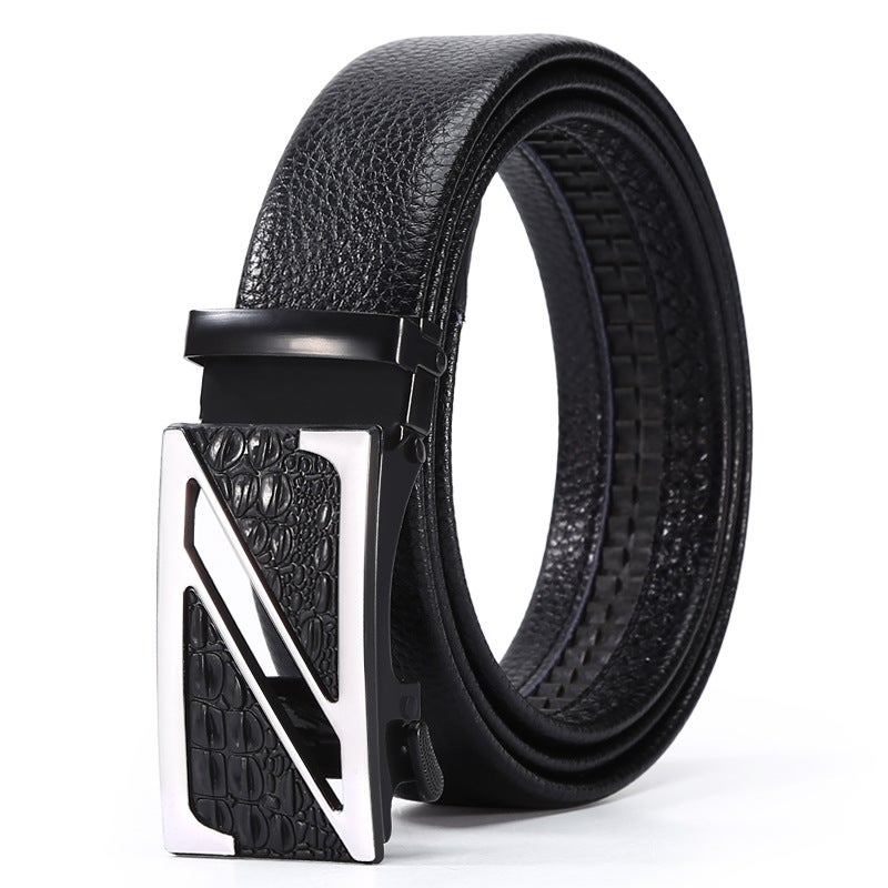 New mens business belt high-end pu hemming litchi fashion belt automatic iron buckle head stall wholesale Z0094 Letter Z 