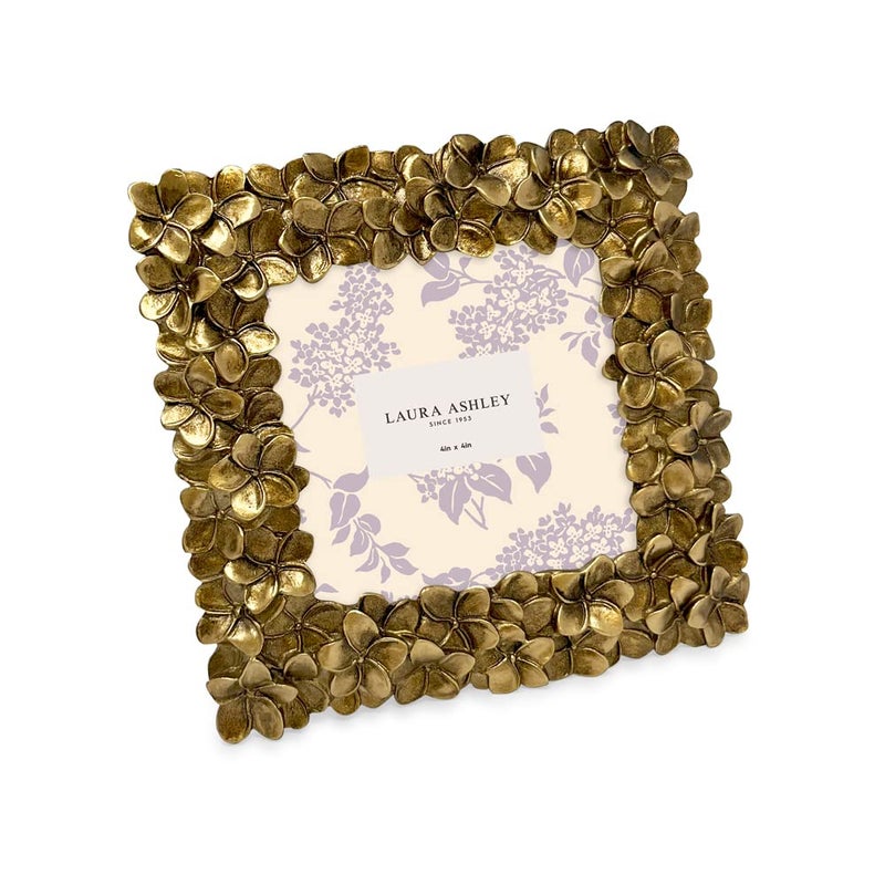 LAURA ASHLEY Laura Ashley 4x4 Gold Flower Textured HandCrafted Resin Picture Frame wEasel  Hook for Tabletop  Wall Display Decorative Floral Design Home Dcor Photo Gallery Art 4x4 Gold 