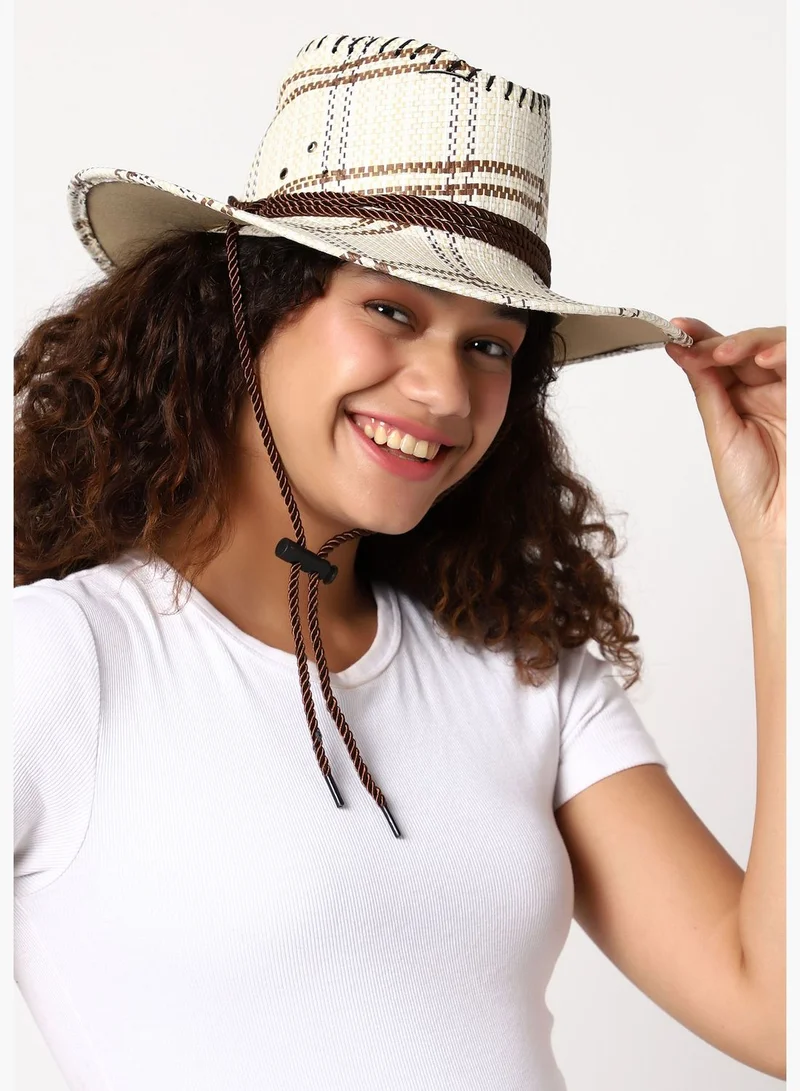 Haute Sauce Casual Checkered Cowboy Hat For Women