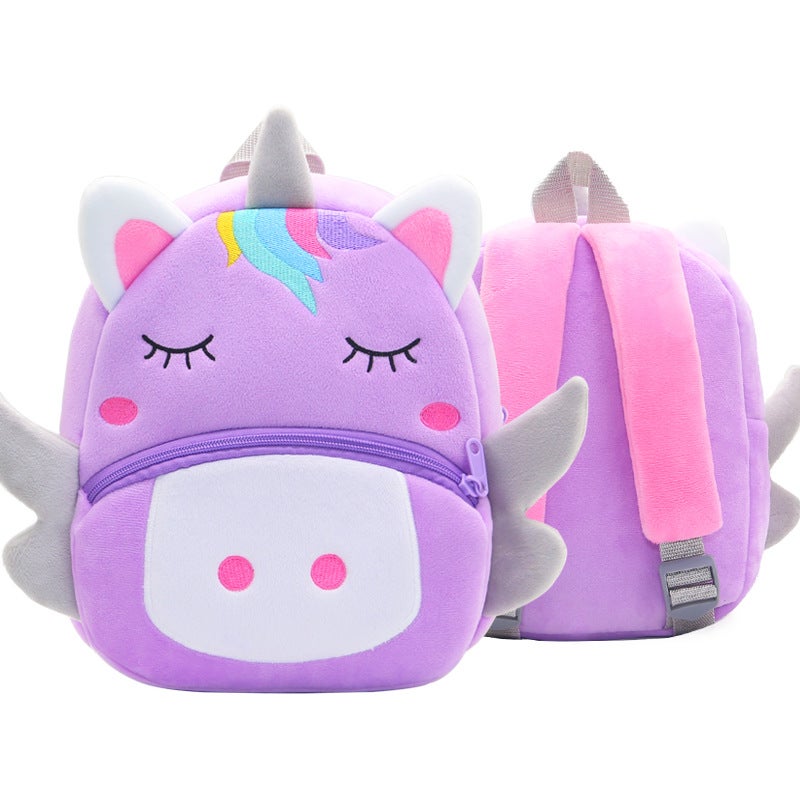 Kids Cartoon Animal Plush Backpack 2-4 Years Animal Purple Unicorn 