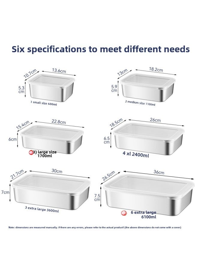OEM OEM OEM Custom Processing Stainless Steel Fresh-keeping Box Lunch Box Lunch Box Seasoning Frozen Storage Box Sub-packed Lunch Box-Specifications:Laser 201 Electrolytic *small Box (white Cover)  - Image 3