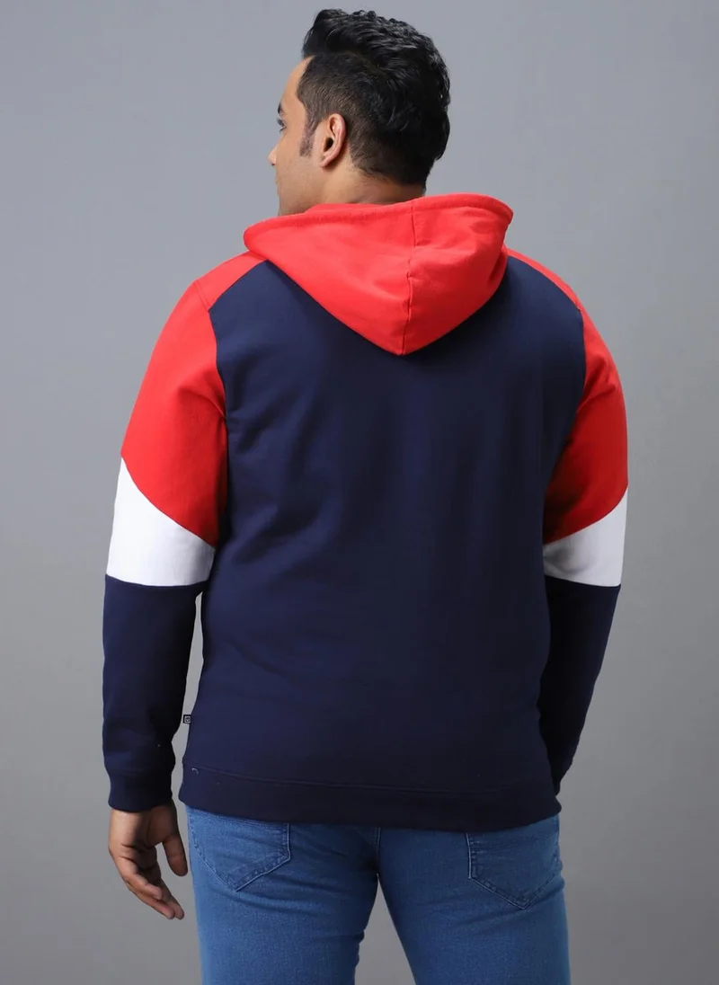 Urbano Fashion  Urbano Plus Men's Blue, Red Cotton Colour Block Hooded Neck Sweatshirt for Men | Best Price UAE