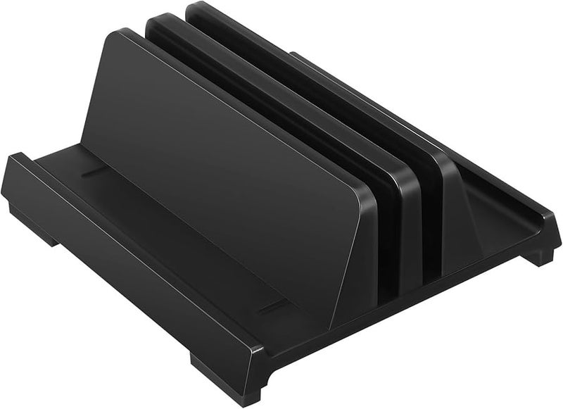 Black Laptop Vertical Stand With Double Slots Desktop Holder Workspace Organizer For Office Desk - Image 1
