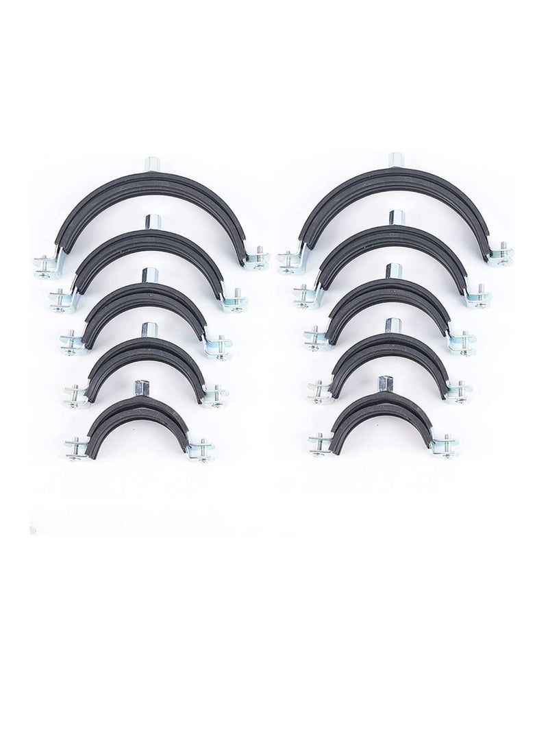 Heavy Duty Adjustable Two-screw Pipe Galvanized Iron (GI) Clamp with Rubber Lined or Unlined for Wall Ceiling Mount Pipe Supports, Split Ring Hanger (6 Inch, Pack of 10)  - Image 1