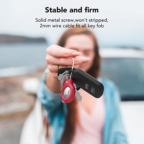 SPGUARD for AirTag Holder Case with Keychain, Air Tags-4 Pack for Apple Air Tag Holder with Wire Cable Lock Key Ring Chain Air Tagholder Accessories for GPS Item Tracker Kids,Keys,Luggage - Image 3