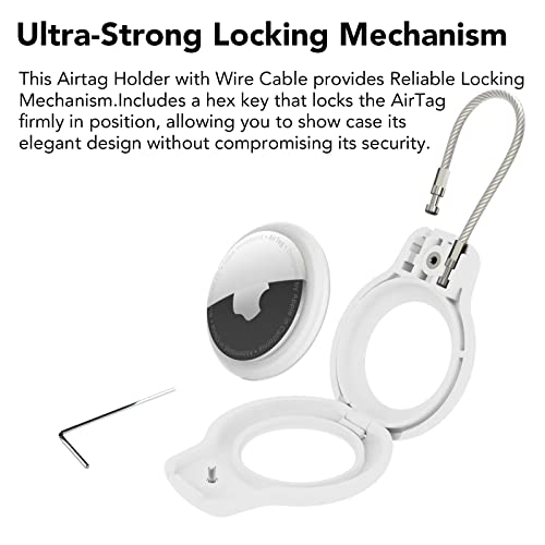 SPGUARD for AirTag Holder Case with Keychain, Air Tags-4 Pack for Apple Air Tag Holder with Wire Cable Lock Key Ring Chain Air Tagholder Accessories for GPS Item Tracker Kids,Keys,Luggage - Image 2