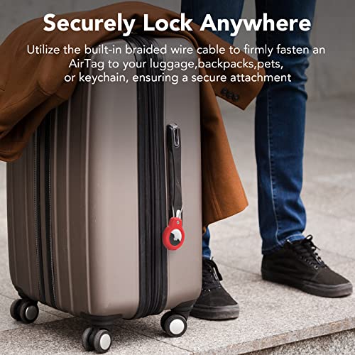 SPGUARD for AirTag Holder Case with Keychain, Air Tags-4 Pack for Apple Air Tag Holder with Wire Cable Lock Key Ring Chain Air Tagholder Accessories for GPS Item Tracker Kids,Keys,Luggage - Image 4