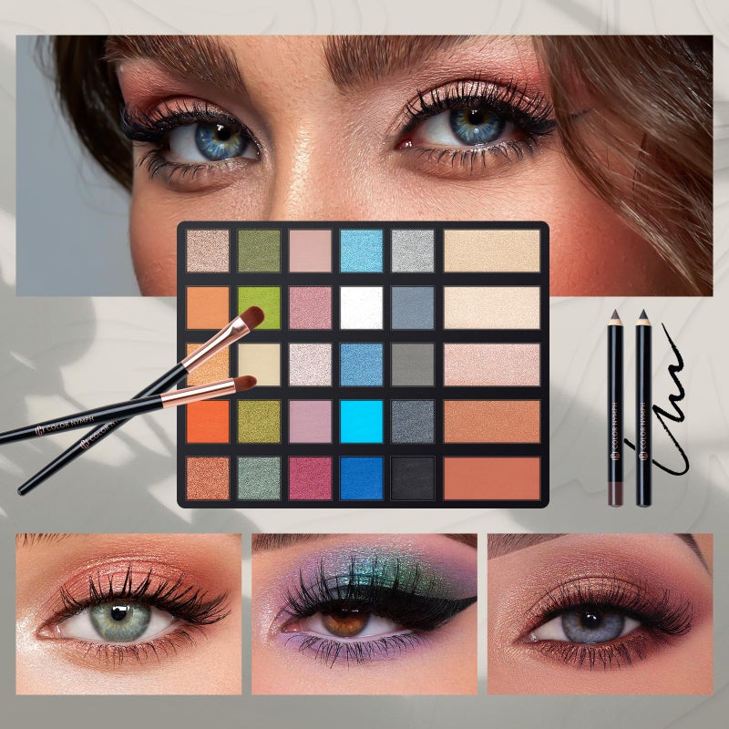 COLOR NYMPH طقم مكياج للنساء، مجموعة هدايا مكياج شاملة للفتيات في حقيبة مكياج (ذهبي) مع مرآة، طقم مكياج كامل للمبتدئين يتضمن لوحة ظلال العيون، ملمع شفاه، وأحمر خدود. - Image 4