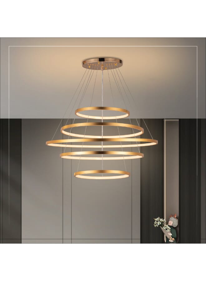 Best Power Modern LED 5 Rings Chandelier Light 6594 – 3 Lighting Levels – 80cm + 2x60cm + 2x40cm Rings – 316W – 100cm Adjustable Height – Elegant Ceiling Pendant for Living Room, Dining Room, and More - Image 2