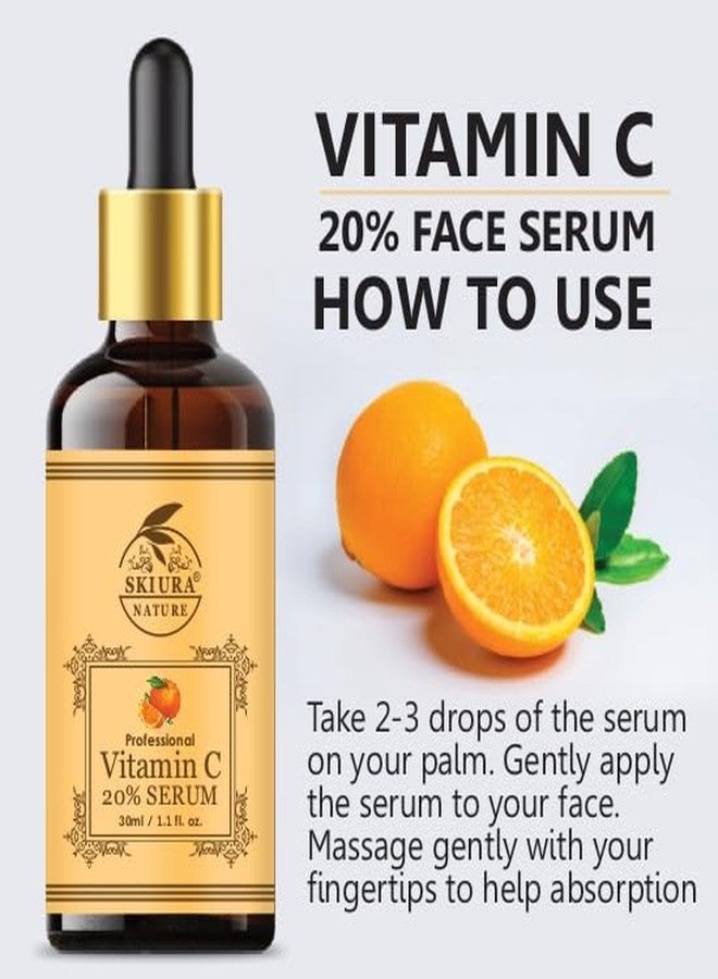 Skiura nature 20% Vitamin C Serum (Enriched with Hydration, Vitamin E Oil, Peptides & AHA) 30 ML - Image 2