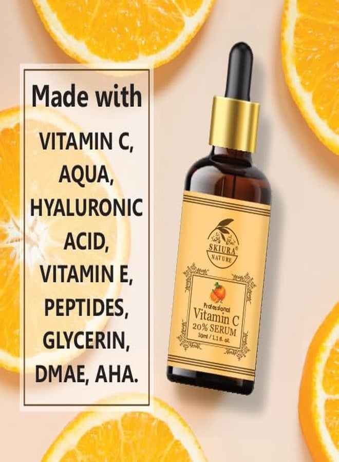 Skiura nature 20% Vitamin C Serum (Enriched with Hydration, Vitamin E Oil, Peptides & AHA) 30 ML - Image 3