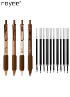 Royee 4 Piece Retractable Quick Dry 0.5mm Fine Point Black Ink Pen for Office School with 10 Piece Refills  - Image 1