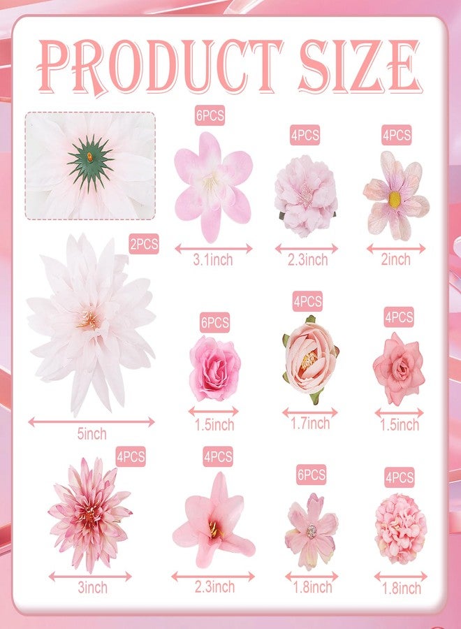 LACGO 24 PCS Mini Artificial Flower Heads - Pink - Image 2