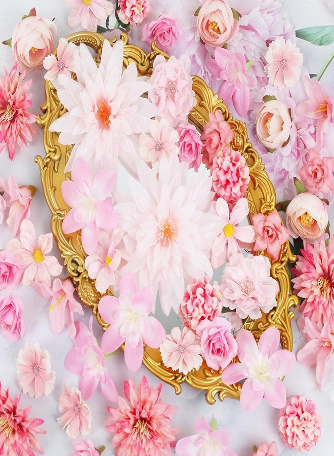 LACGO 24 PCS Mini Artificial Flower Heads - Pink - Image 3