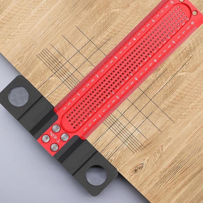 6 Inch Aluminum Alloy T Ruler Precise Hole Marking Gauge For Woodworking And Decoration - Image 4