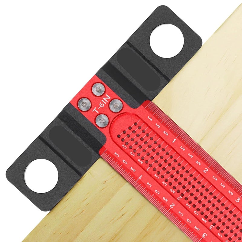 6 Inch Aluminum Alloy T Ruler Precise Hole Marking Gauge For Woodworking And Decoration - Image 5