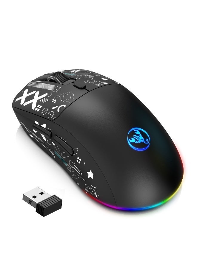 HYSJ tri-mode Bluetooth wireless gaming mouse, featuring a magnetic charging dock, lightweight anti-slip design, PixArt PAW3311 sensor, 22K DPI, BT/2.4GHz/wired connectivity, compatible with PC/MAC - Image 2