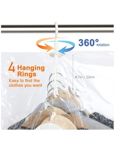 DUNISO 4 Pack Hanging Vacuum Storage Bags，Vacuum Seal Storage Bag Clothing Bags，Compressed Bag with Hangers，For Suits，Reusable，Space Saver，for Closet Clothes Coats Jacket  - Image 3