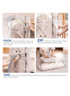 DUNISO 4 Pack Hanging Vacuum Storage Bags，Vacuum Seal Storage Bag Clothing Bags，Compressed Bag with Hangers，For Suits，Reusable，Space Saver，for Closet Clothes Coats Jacket  - Image 5