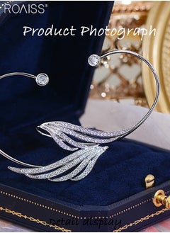 roaiss 1 Pair Of Embedded Rhinestone Wing Shaped Ear Loops Shiny And Exquisite Stylish Ear Clip Without Earholes Fashionable And Versatile Creative Earrings  - Image 2