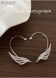 roaiss 1 Pair Of Embedded Rhinestone Wing Shaped Ear Loops Shiny And Exquisite Stylish Ear Clip Without Earholes Fashionable And Versatile Creative Earrings  - Image 3