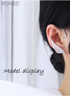roaiss 1 Pair Of Embedded Rhinestone Wing Shaped Ear Loops Shiny And Exquisite Stylish Ear Clip Without Earholes Fashionable And Versatile Creative Earrings  - Image 4