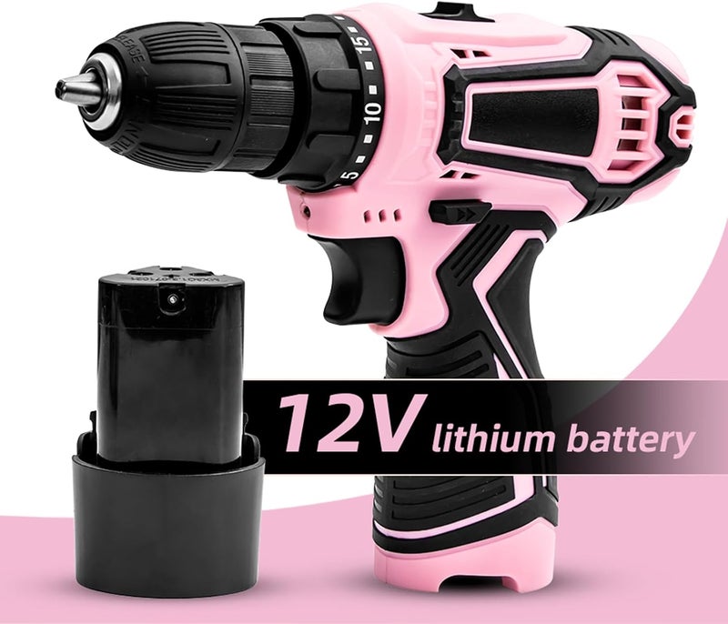 12V Cordless Drill Set,Electric Drill With Batteries And Charger,Built-In Led Light,12' Storage Pouch Included - Image 2