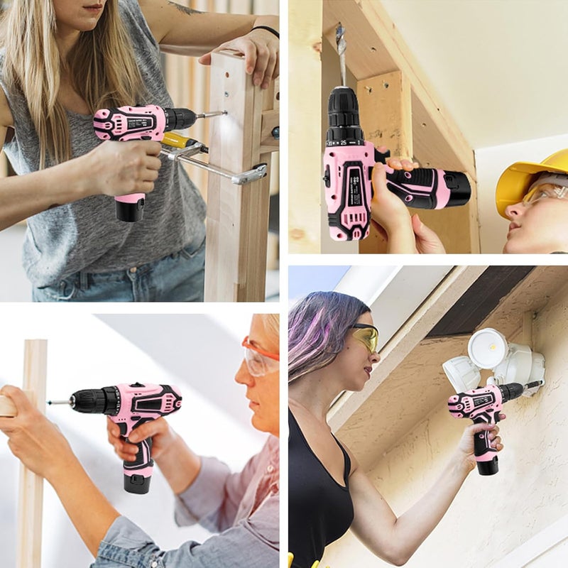 12V Cordless Drill Set,Electric Drill With Batteries And Charger,Built-In Led Light,12' Storage Pouch Included - Image 4