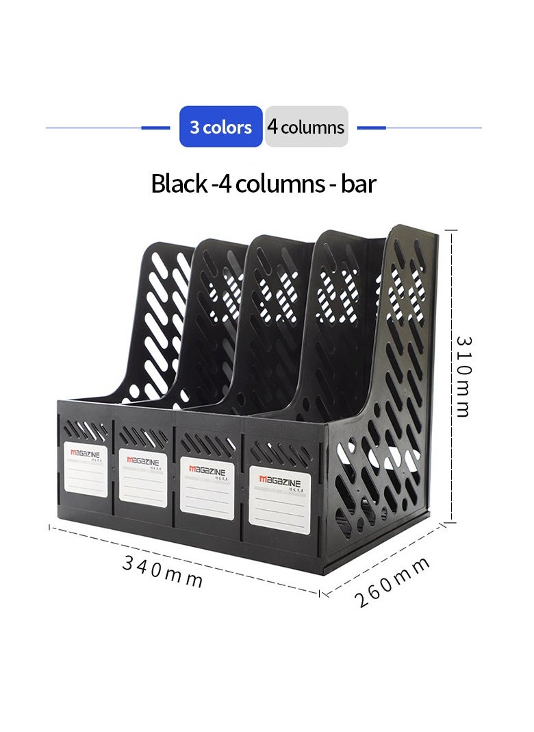 MileMelo - Office Organiser Desk A4 File Organizer with Pen Holder 4 Compartments File Organiser Holder Letter Size File Folder Holder Sturdy File Storage Boxes Desktop File Organiser Box File Dividers - Image 1