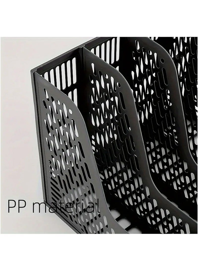 MileMelo - Office Organiser Desk A4 File Organizer with Pen Holder 4 Compartments File Organiser Holder Letter Size File Folder Holder Sturdy File Storage Boxes Desktop File Organiser Box File Dividers - Image 1