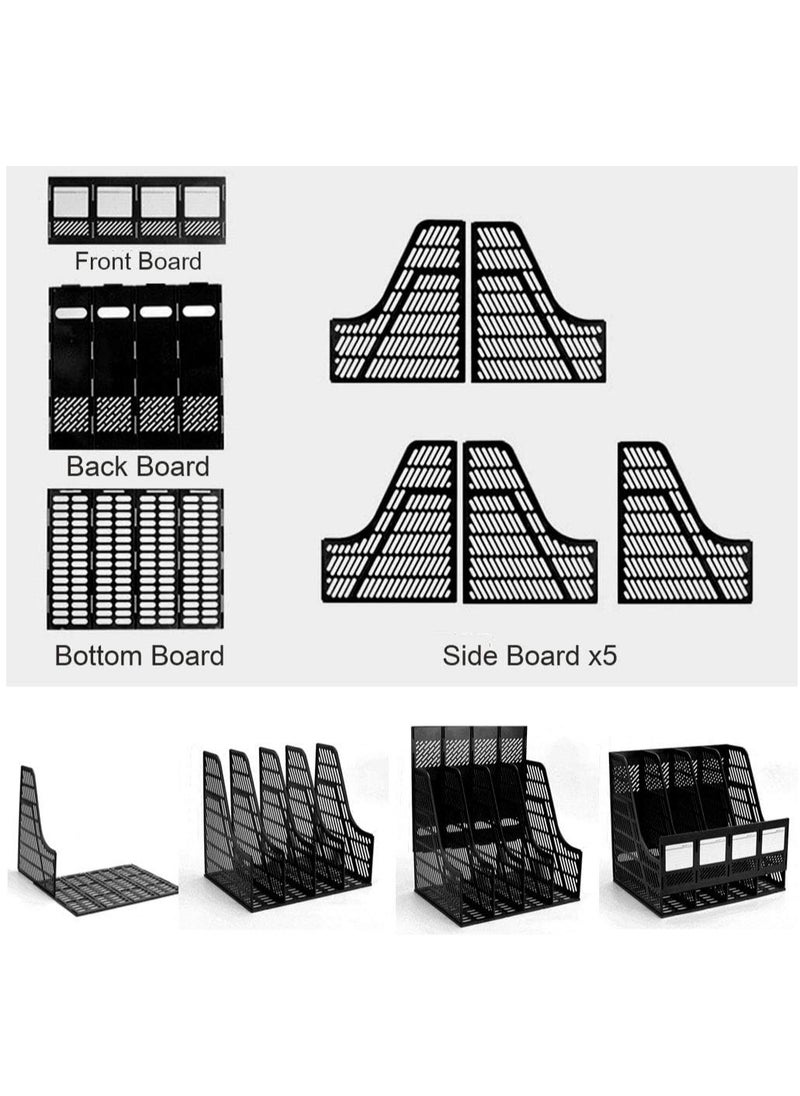 MileMelo - Office Organiser Desk A4 File Organizer with Pen Holder 4 Compartments File Organiser Holder Letter Size File Folder Holder Sturdy File Storage Boxes Desktop File Organiser Box File Dividers - Image 1