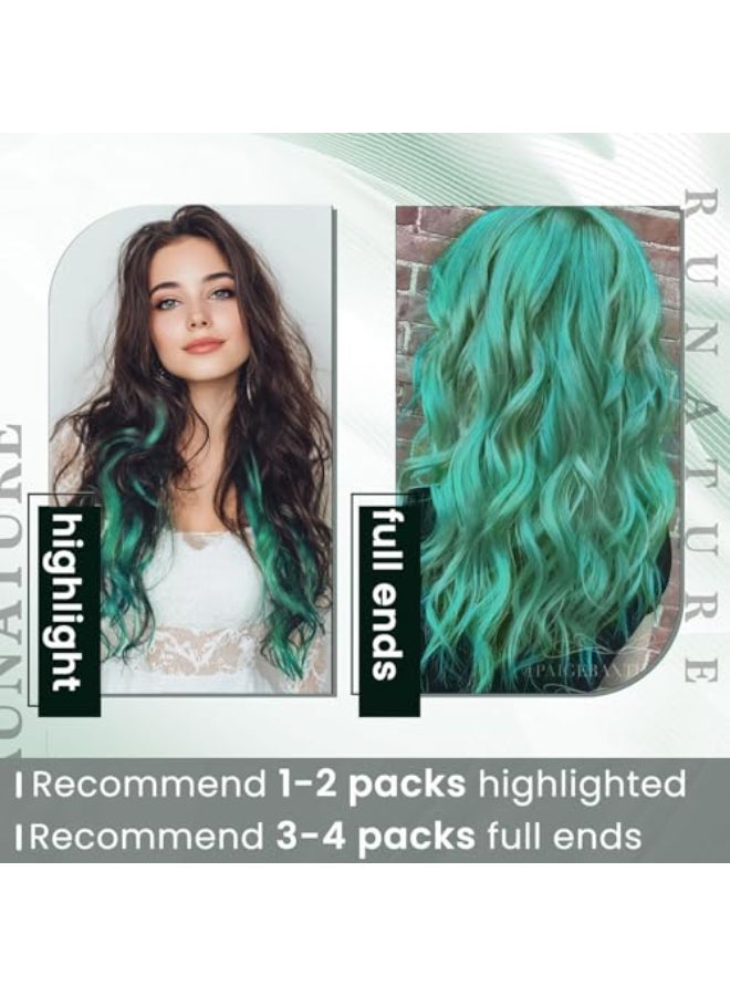 RUNATURE I Tip Hair Extensions Real Human Hair 14 Inch Teal Green Hair Extensions Colorful Highlight Party Hair Itip Human Extensions Cold Fusion Pre Bonded Natural Hair 20g 25s - Image 4