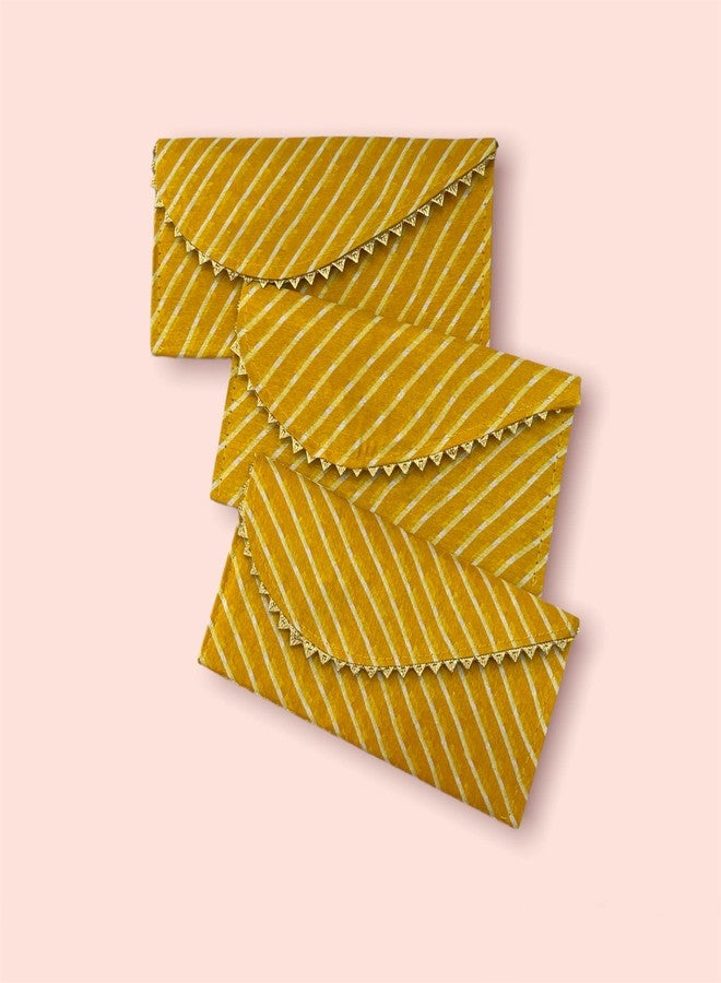 Orange Paper Leheria Design Shagun Envelops/Wedding Envelops/Gift Envelop/Cash Envelop/Money Shagun Cash Envelopes for Weddings, Birthdays, Rakhi, Gifting - Pack Of 3 (Yellow) - Image 2