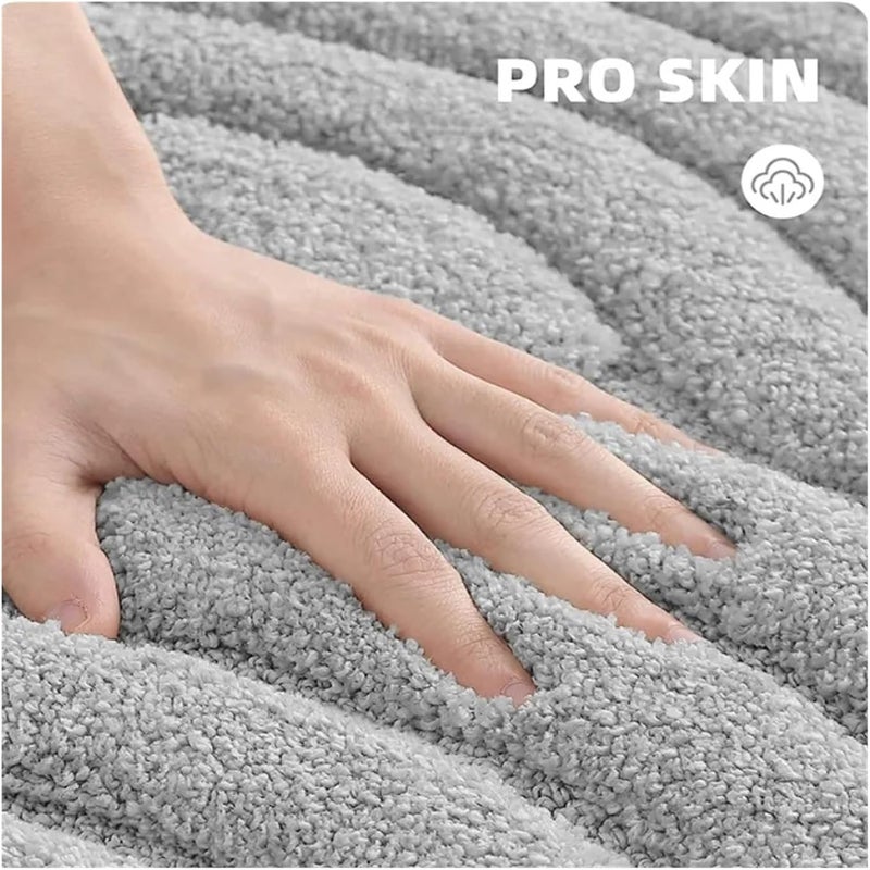 Extra Thicken Bathroom Bath Mat Floor Carpets for Lavatory Washroom Bathtub Side Microfiber Solid Toilet Rug Large Size(Gray,50x80cm) - Image 3