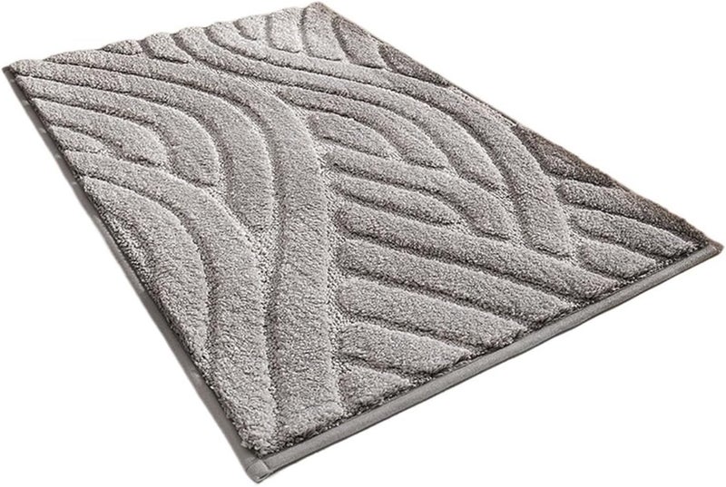 Extra Thicken Bathroom Bath Mat Floor Carpets for Lavatory Washroom Bathtub Side Microfiber Solid Toilet Rug Large Size(Gray,50x80cm) - Image 1