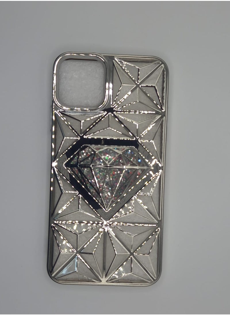 Undefined - Transparent Silver IPhone 11 Pro Max Back Cover With Diamond Shape - Image 1