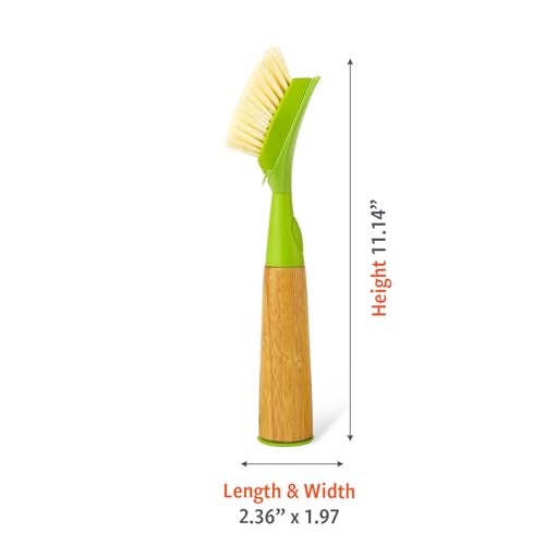 Full Circle Suds Up, Soap Dispensing Dish Brush, Tough Plant-Fiber Bristles & Sustainable Bamboo Handle, Safe for Nonstick - Image 3