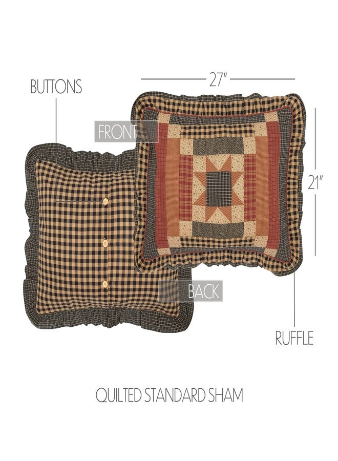 VHC Brands Maisie Standard Sham 21x27 Country Patchwork Design, Barn Red - Image 3