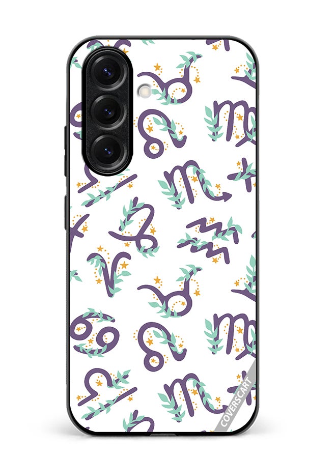 Protective Case Cover For Samsung Galaxy S25 Cute Vector Pattern With Zodiac Sign Design Multicolour