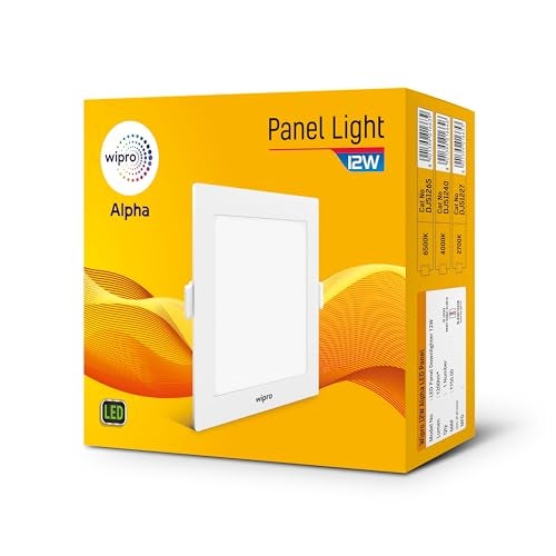 wipro Metal Garnet 12W Square LED Alpha Panel | Cool Day White (6500K) | Recessed Down Light for False Ceiling | Cutout - 125Mm*125Mm | Pack of 1 - Image 2