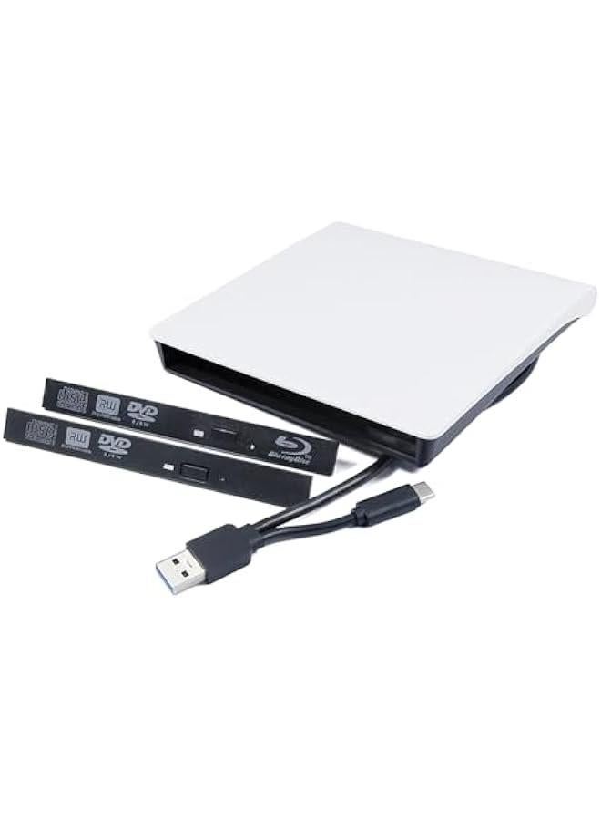 Arabest Portable External Optical Drive Case Enclosure Kit for Type-C Laptop & Desktop PC, Internal 12.7mm Slim SATA Blu-ray DVD CD Player - White Color  - Image 2